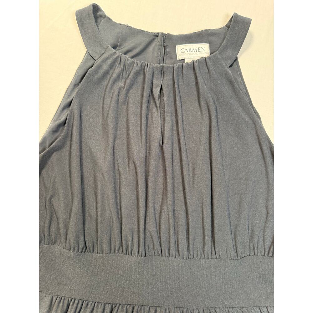 Carmen Carmen Marc Valvo Maxi Dress Sleeveless Dark Gray Keyhole MEDIUM - Picture 3 of 9